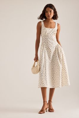 By Anthropologie Livy Cotton-Linen Hourglass Midi Dress