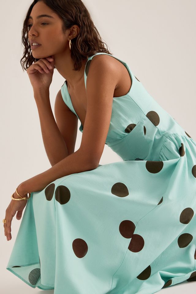 By Anthropologie Livy Cotton-Linen Hourglass Midi Dress #3