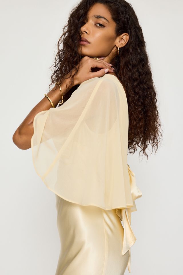 By Anthropologie Casey Cape Overlay Satin Midi Dress #2