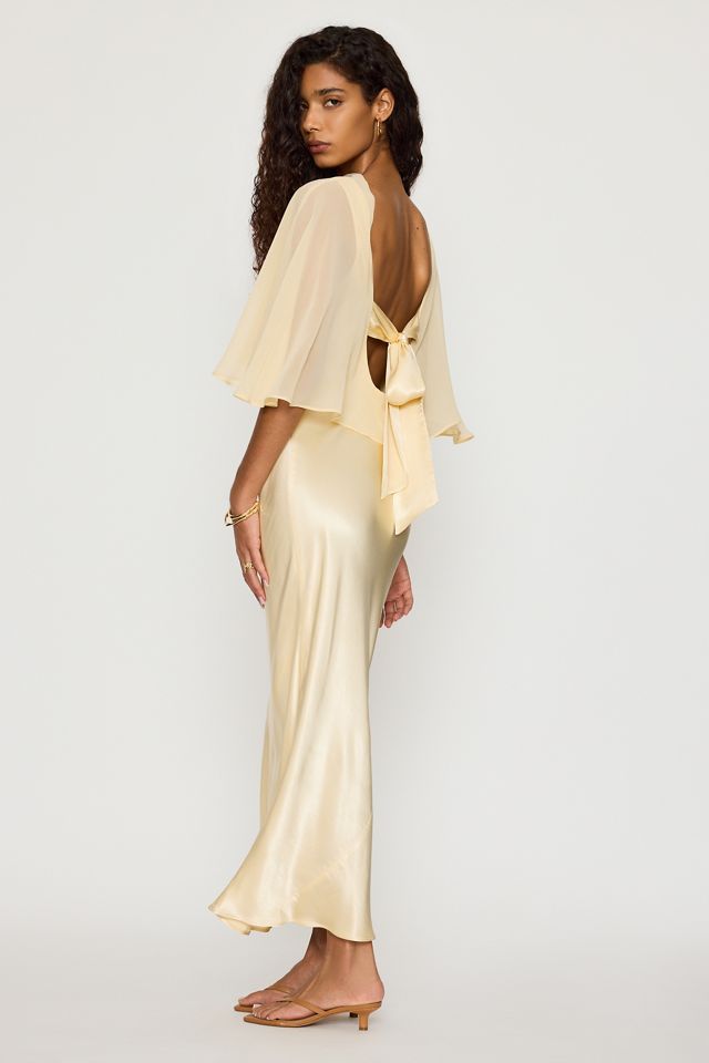 By Anthropologie Casey Cape Overlay Satin Midi Dress #1