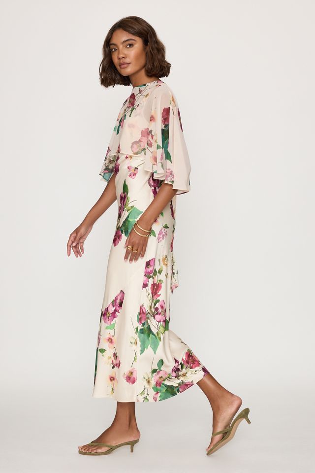 By Anthropologie Vestido Midi de Satén con Superposición de Capa Casey #2