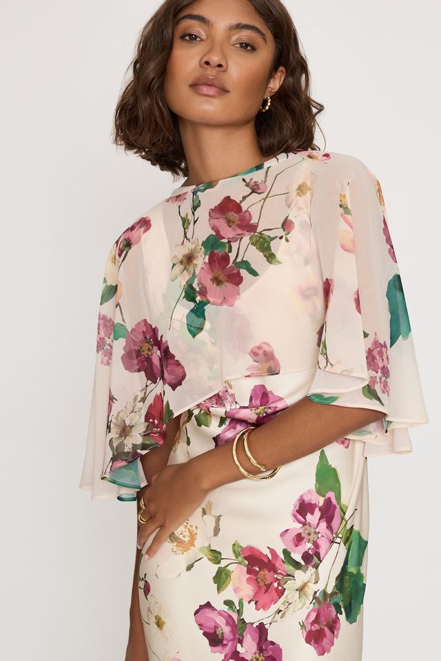By Anthropologie Vestido Midi de Satén con Superposición de Capa Casey #3