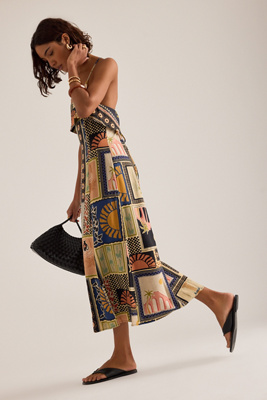 By Anthropologie Lia Linen-Blend Beaded Strap Midi Dress