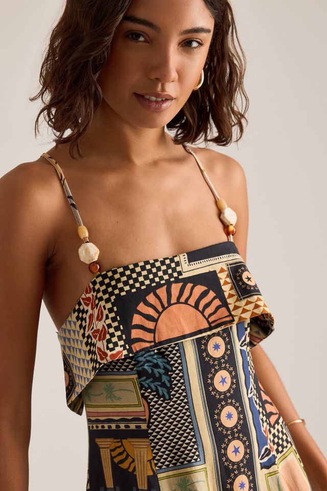 By Anthropologie Lia Linen-Blend Beaded Strap Midi Dress #4