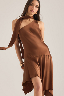 By Anthropologie Ruby Scarf-Detail Asymmetric Mini Dress