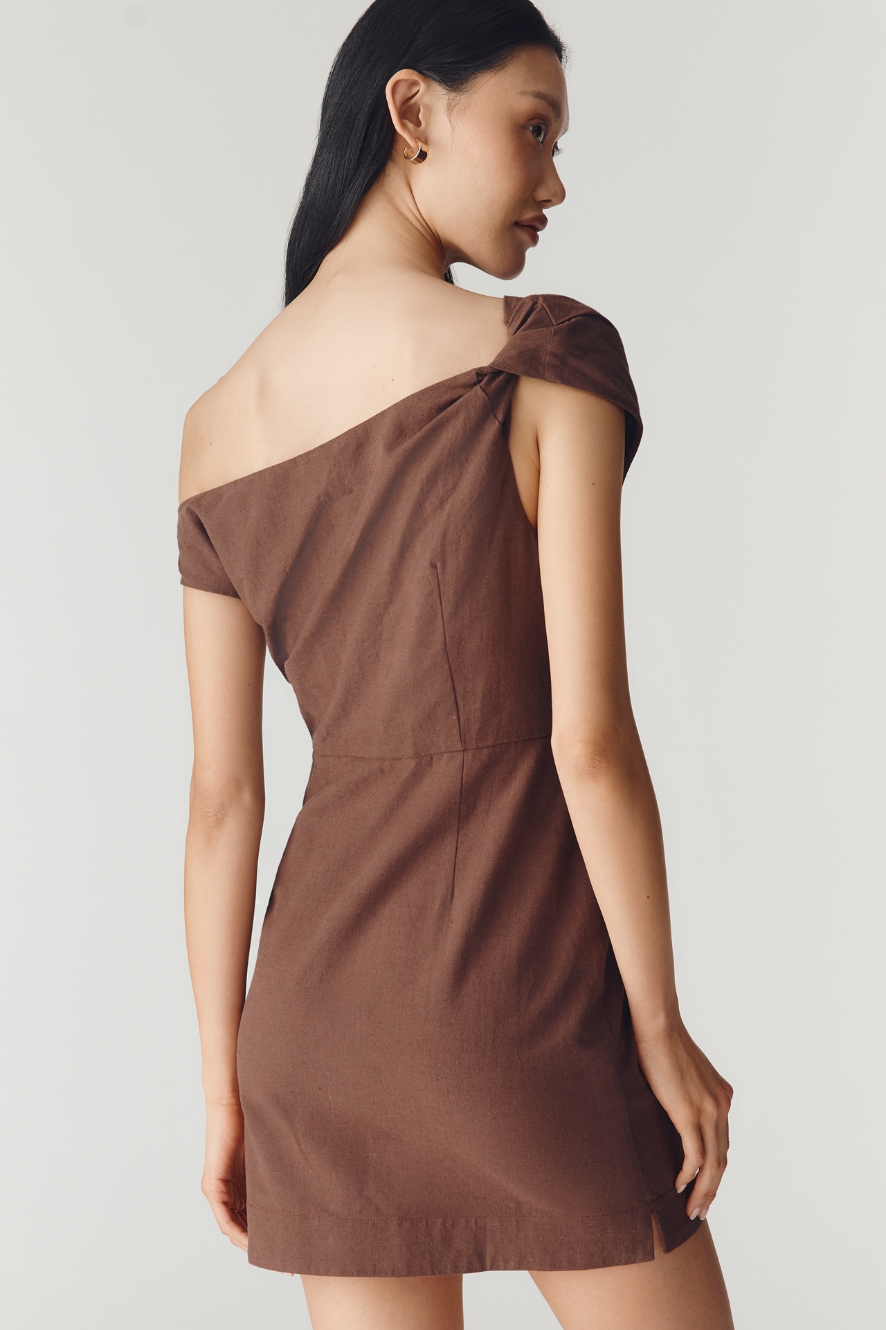 By Anthropologie Twisted One-Shoulder Mini Dress
