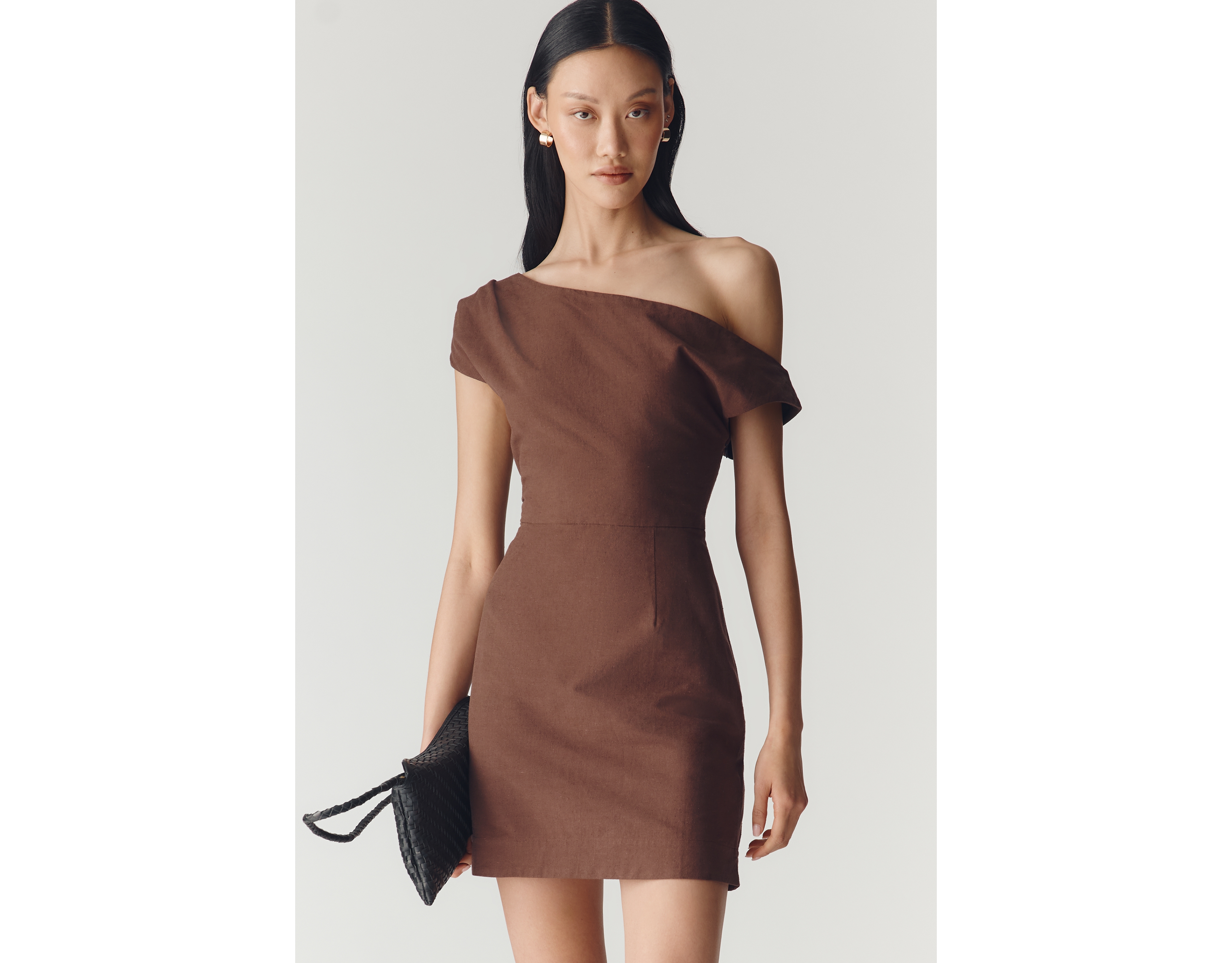 By Anthropologie Twisted One-Shoulder Mini Dress