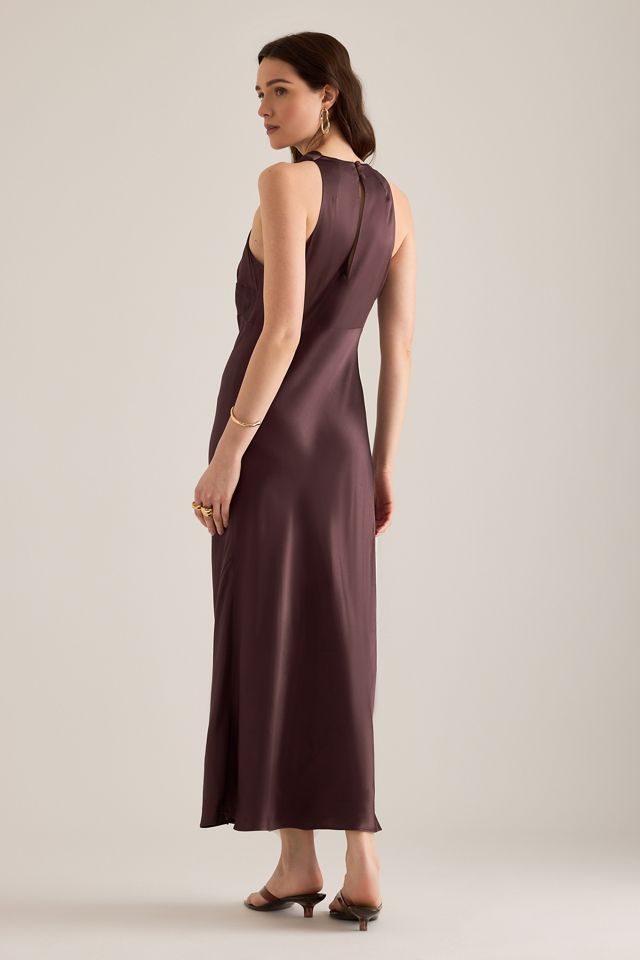 By Anthropologie Milly Satin High-Neck Midi Dress #3