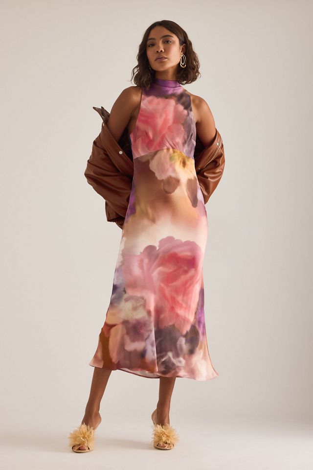 By Anthropologie Milly Printed High-Neck Midi Dress #1