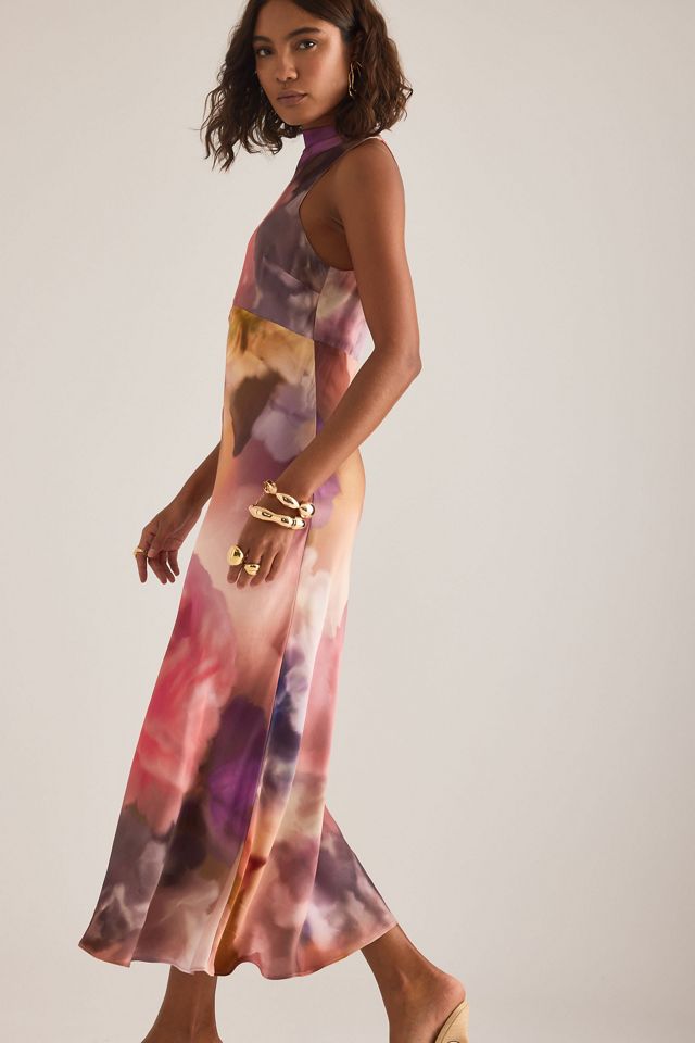 By Anthropologie Milly Printed High-Neck Midi Dress #3
