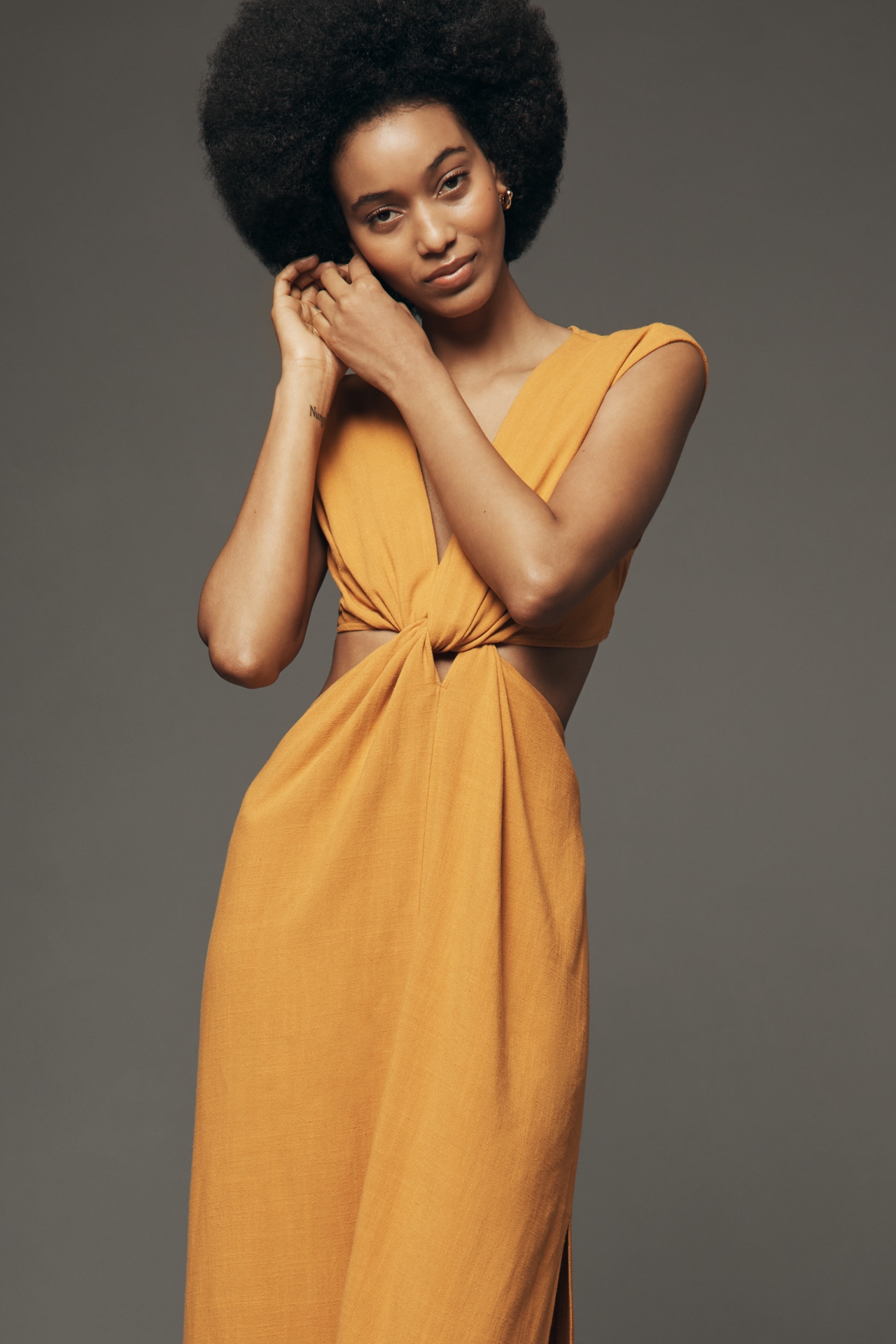 By Anthropologie V-Neck Cutout Midi Dress