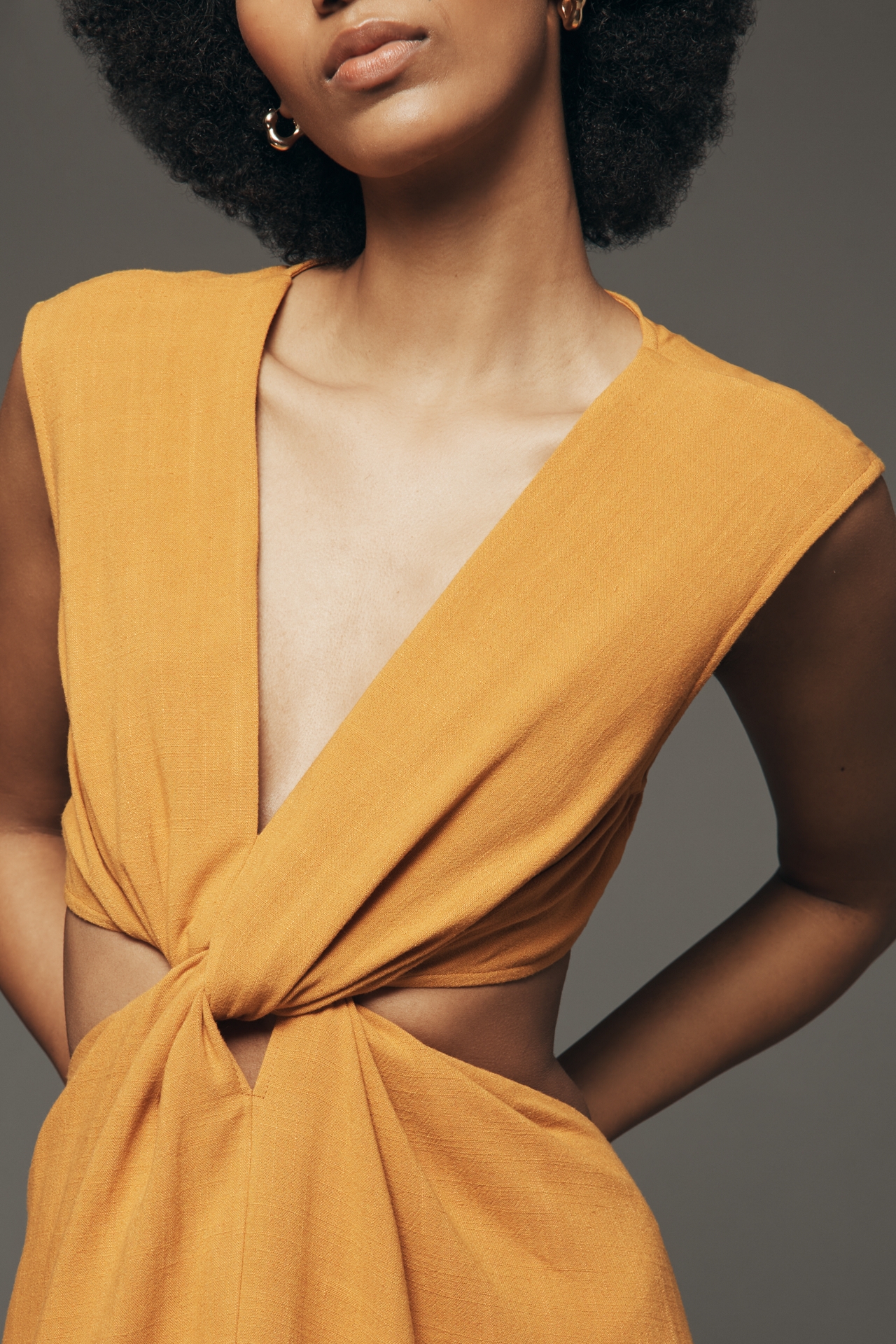 By Anthropologie V-Neck Cutout Midi Dress