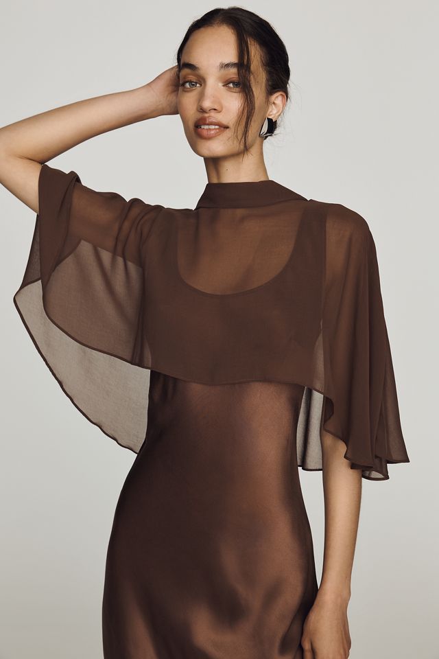 By Anthropologie Overlay Cape Slip Dress #1