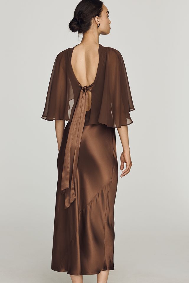 By Anthropologie Overlay Cape Slip Dress #2