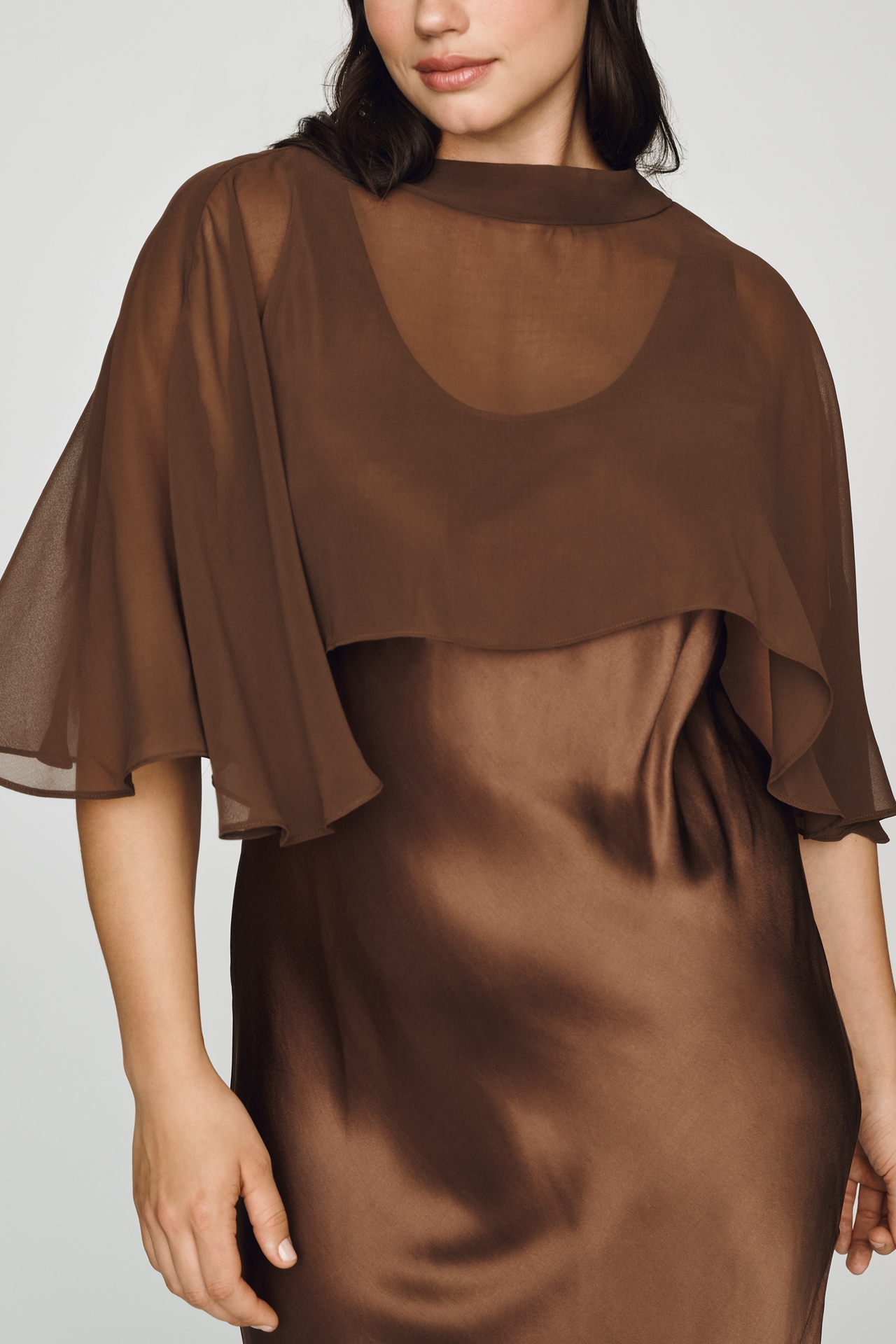By Anthropologie Overlay Cape Slip Dress