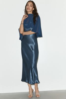 By Anthropologie Overlay Cape Slip Dress
