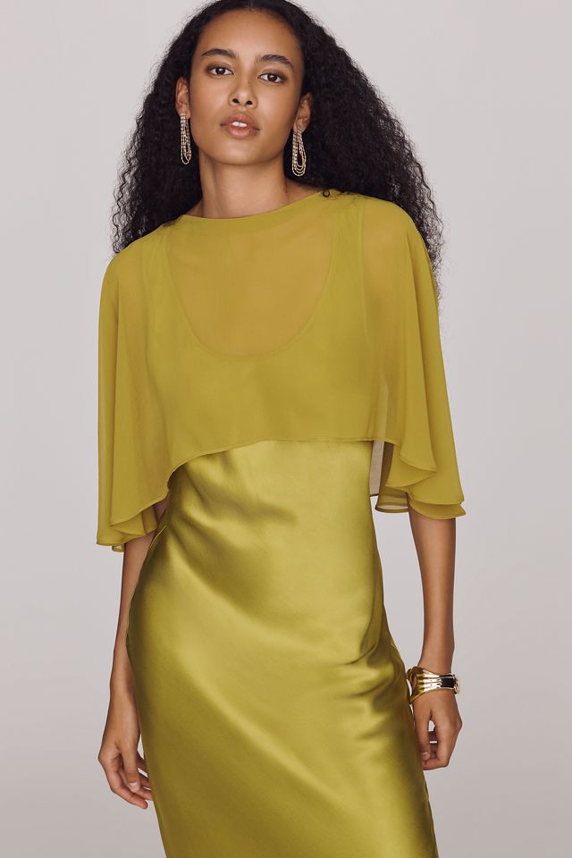 By Anthropologie Overlay Cape Slip Dress #2