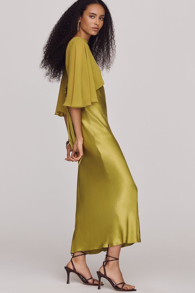 By Anthropologie Overlay Cape Slip Dress #3