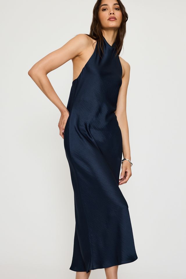 By Anthropologie Halter Satin Midi Slip Dress #1