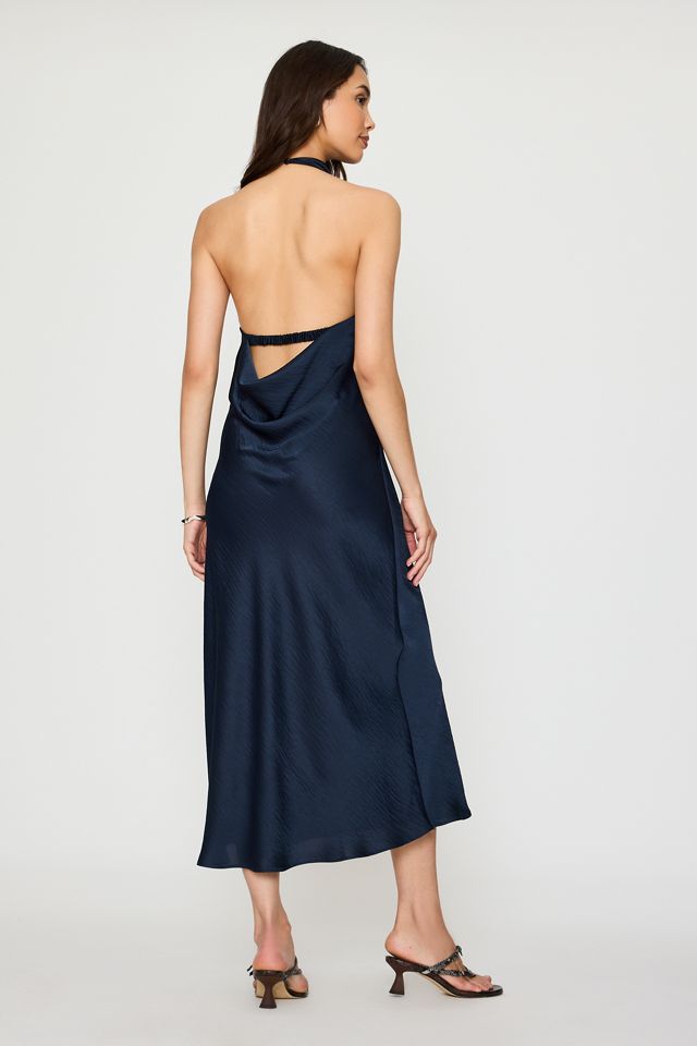 By Anthropologie Halter Satin Midi Slip Dress #3