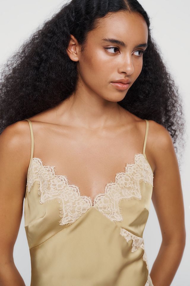 By Anthropologie Satin Lace Slip Dress #2