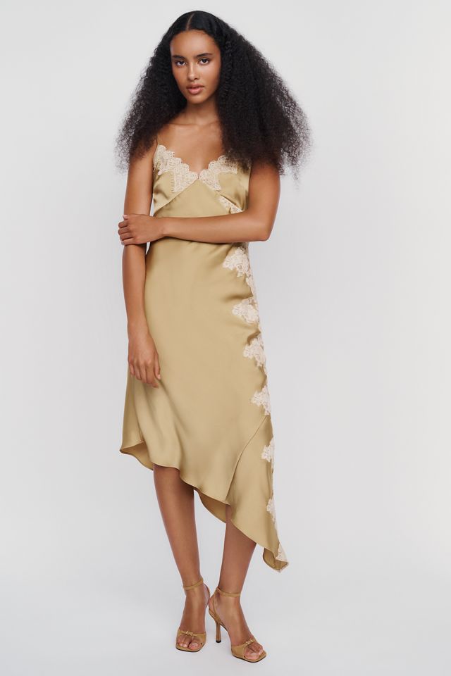 By Anthropologie Satin Lace Slip Dress #3