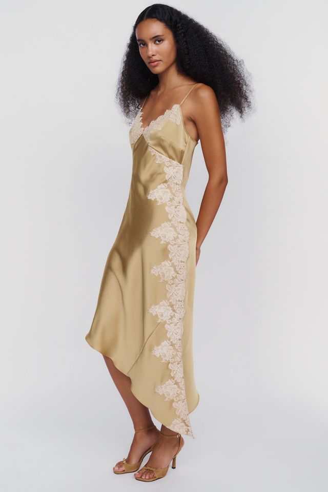 By Anthropologie Satin Lace Slip Dress #1