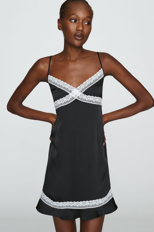 By Anthropologie Lace-Trim Slip Mini Dress #1