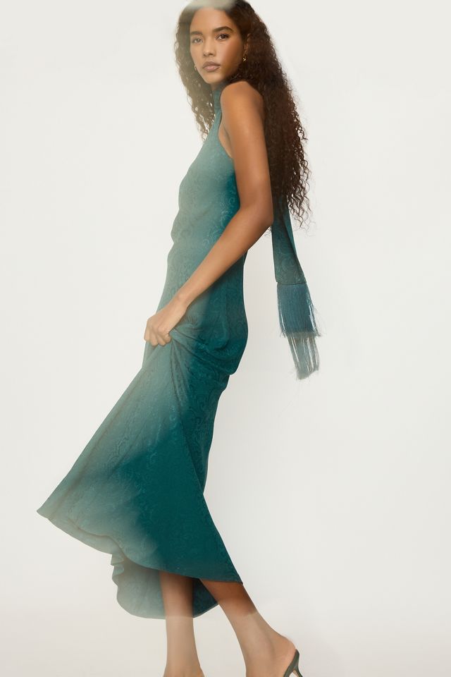 By Anthropologie Satin-Neckholder-Quasten-Maxikleid #2