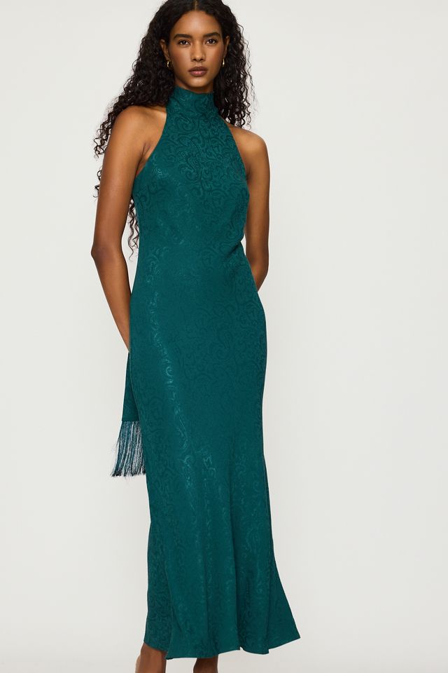 By Anthropologie Satin-Neckholder-Quasten-Maxikleid #3