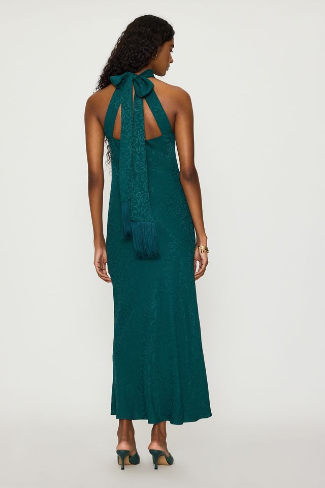 By Anthropologie Satin-Neckholder-Quasten-Maxikleid #4