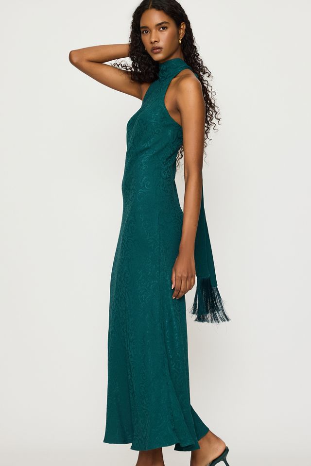 By Anthropologie Satin-Neckholder-Quasten-Maxikleid #1