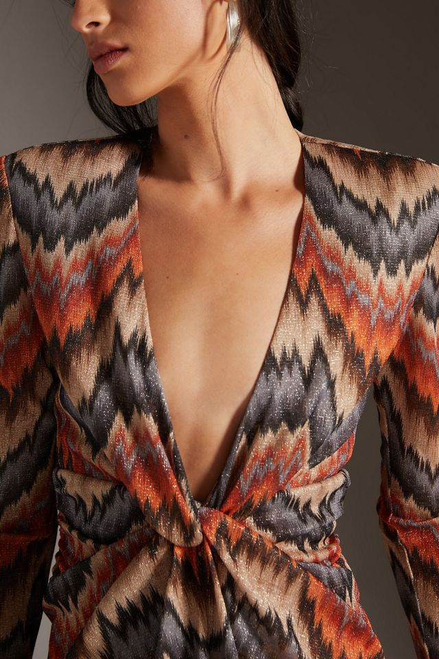 Chevron V-Neck Maxi Dress #1