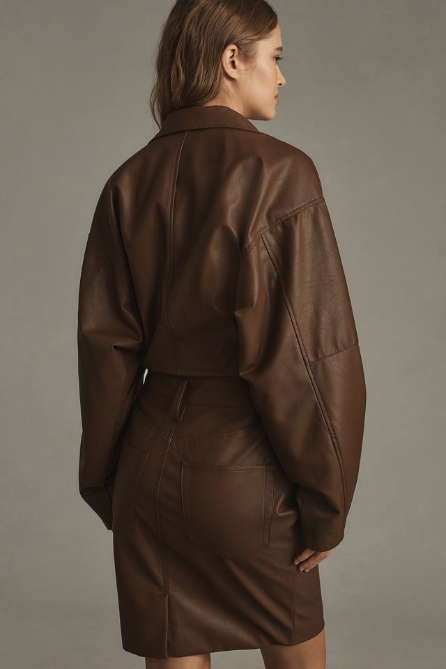 Ronny Kobo Long-Sleeve Faux-Leather Regan Mini Dress #1