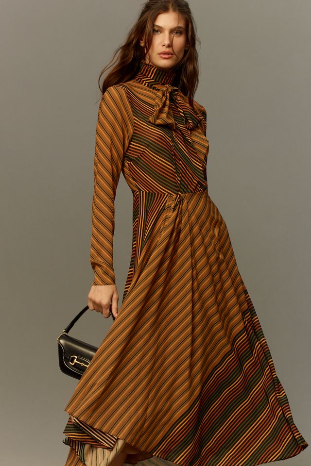 Ronny Kobo Noven Long-Sleeve Mock-Neck Silk Mesh Maxi Dress #3