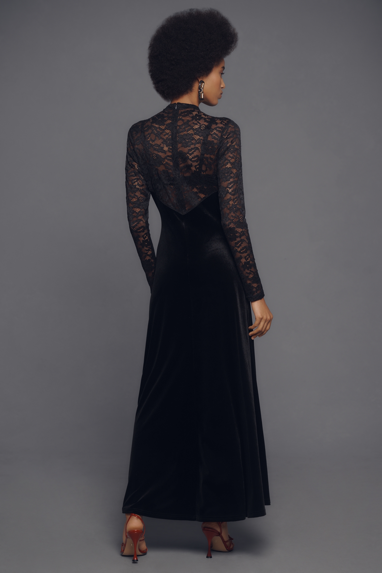 Ronny Kobo Martha Long-Sleeve Lace Midi Dress