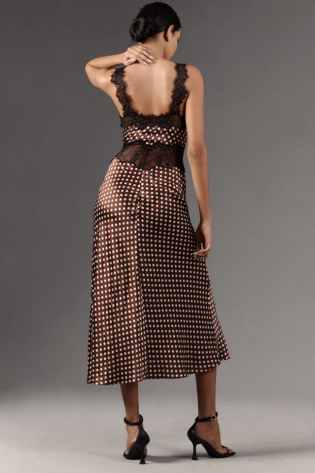 Ronny Kobo Holiday V-Neck Lace-Trim Midi Dress #1