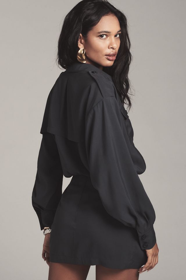 Ronny Kobo Andes Long Sleeve Utility Wrap Mini Dress #1