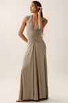 Ronny Kobo Imogen Plunge-Neck Gathered Maxi Dress