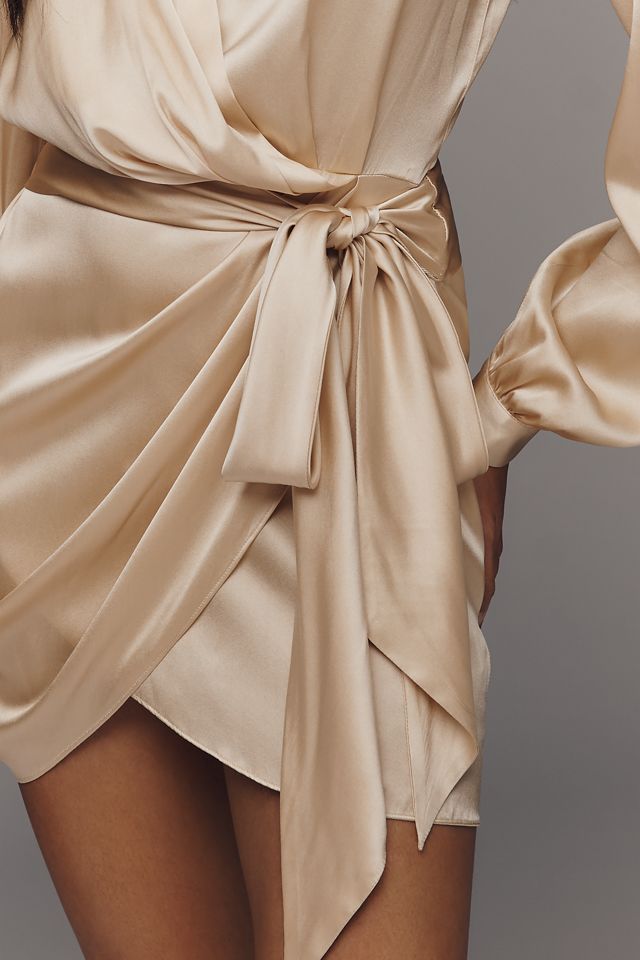 Imara Silk Blend Mini Dress by Ronny Kobo in Ivory, Size: Small at Anthropologie