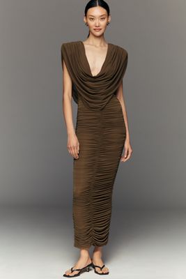 Ronny Kobo Parish Draped Ruched Maxi Dress