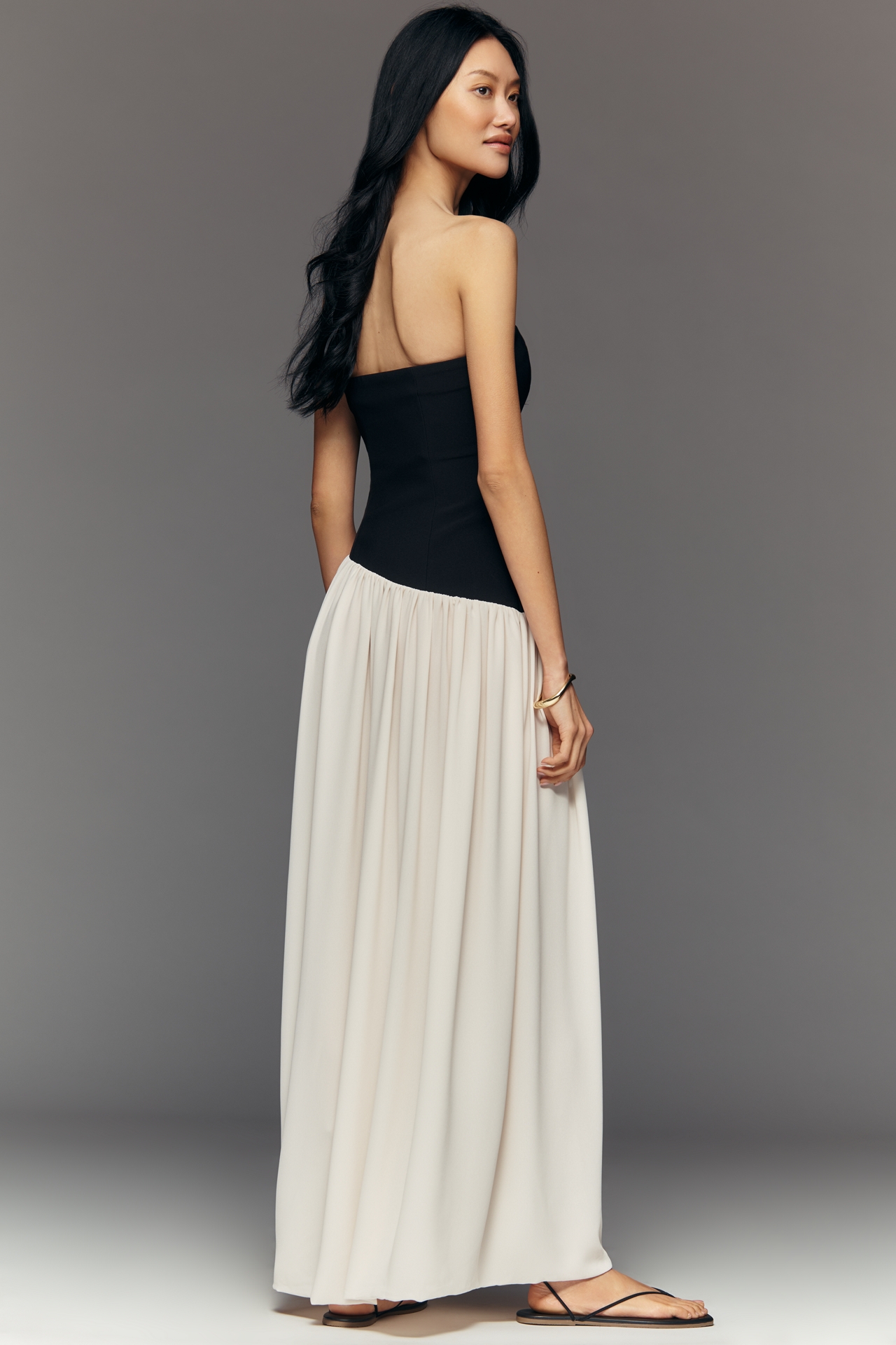 Ronny Kobo Ballad Strapless Asymmetric Maxi Dress
