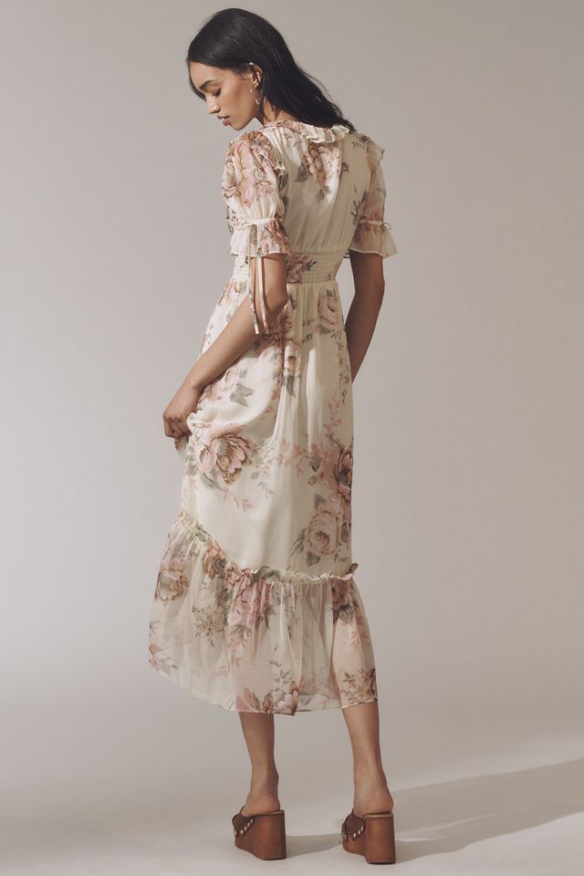 Walter Baker Georgia Ruffled V-Neck Midi Dress #1