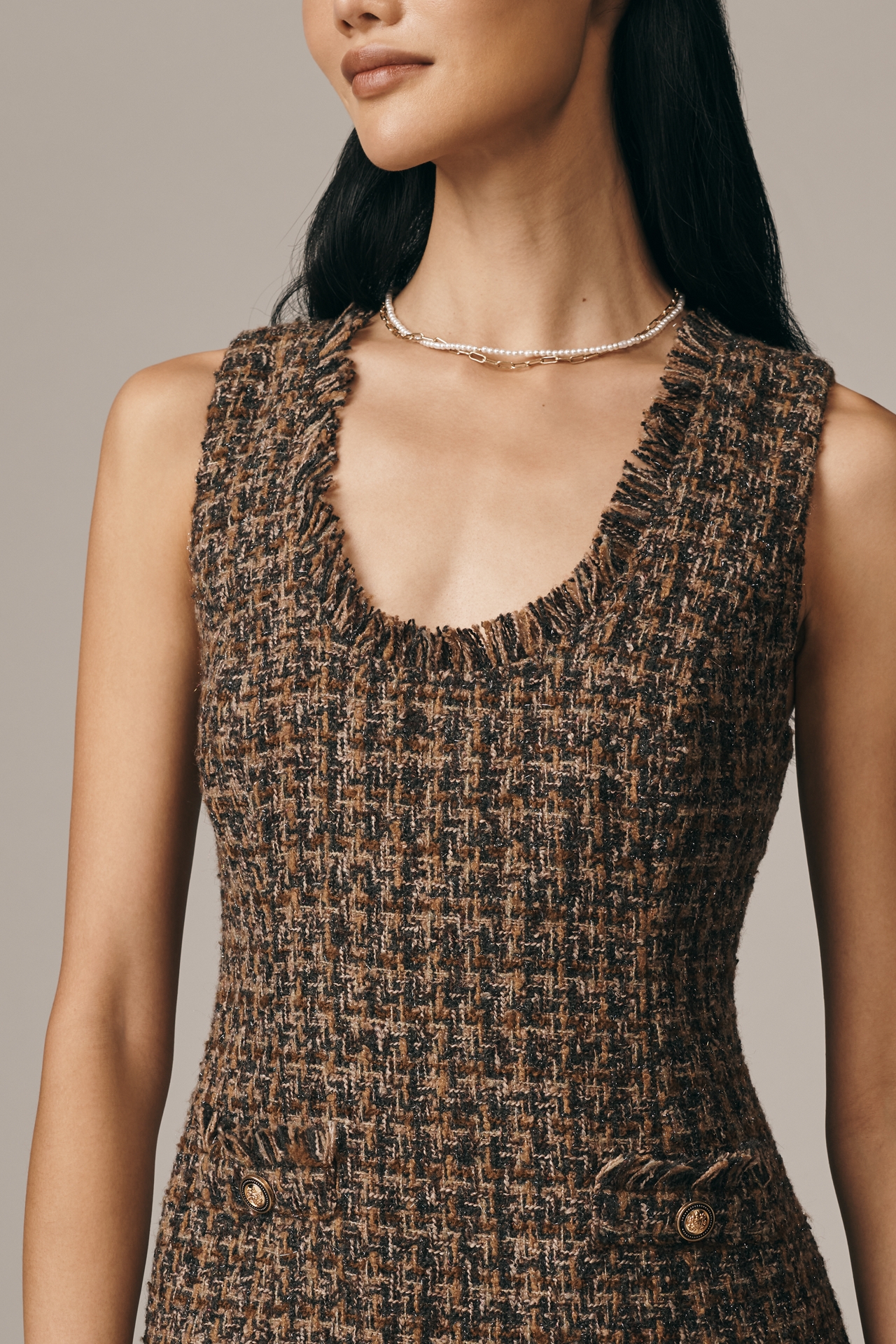 Walter Baker Taylor Sleeveless Bouclé Tweed Mini Dress