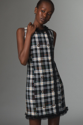 Walter Baker Sleeveless Plaid Mini Dress In Black