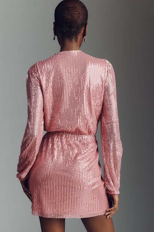 Walter Baker Callypso Long-Sleeve V-Neck Sequin Mini Dress #2