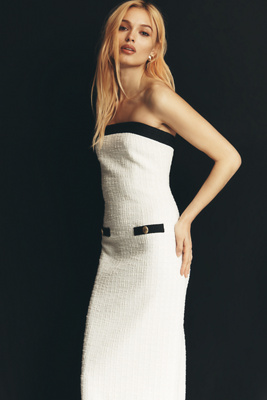 Walter Baker Janeil Tweed Strapless Midi Dress | Anthropologie