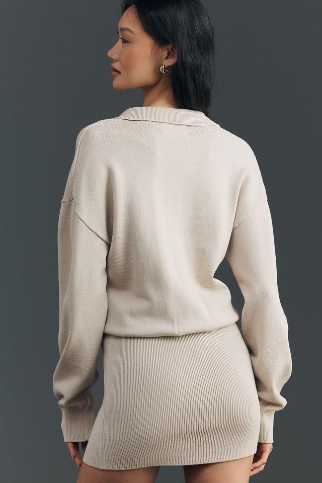 Lilly Long-Sleeve Mini Dress by SER.O.YA in Ivory, Size: XL at Anthropologie