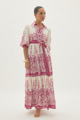 By Anthropologie Printed Belted Shirt Dress