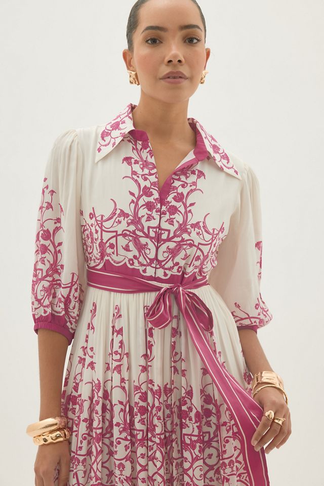 By Anthropologie Printed Belted Shirt Dress #2